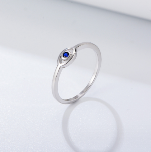925 Argent Sterling 18K Or plaqué oeil mauvais Exquise bague pour femmes bagues Zircon