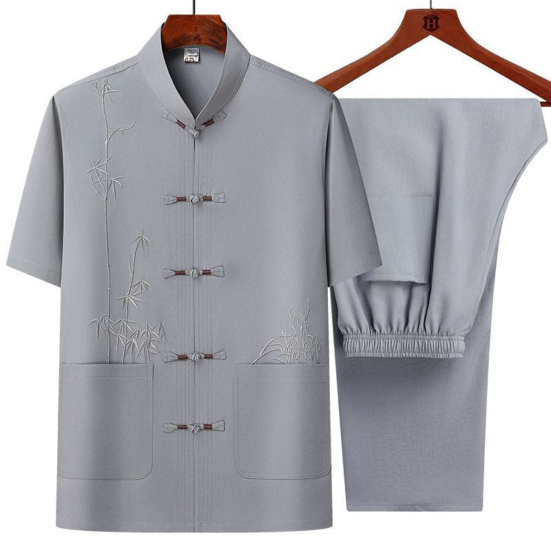 Chemise à manches courtes pour hommes de style chinois