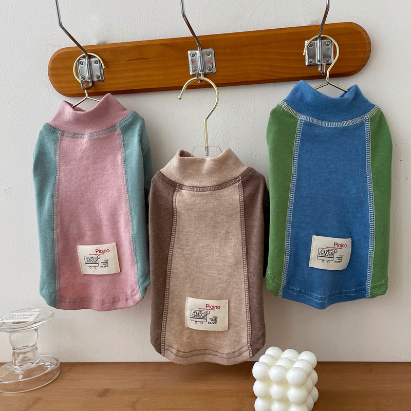 Couleur contrastante Manches Cotton Base Chemise Pet