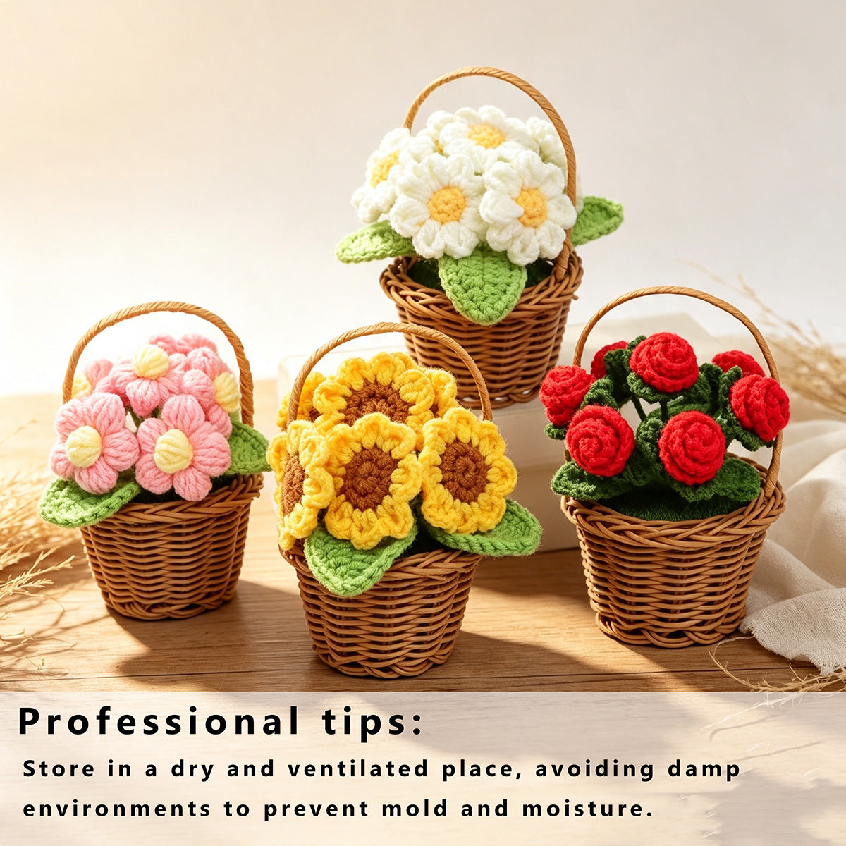 Crochet fait main Assorti Panier de fleurs Ornements en pot