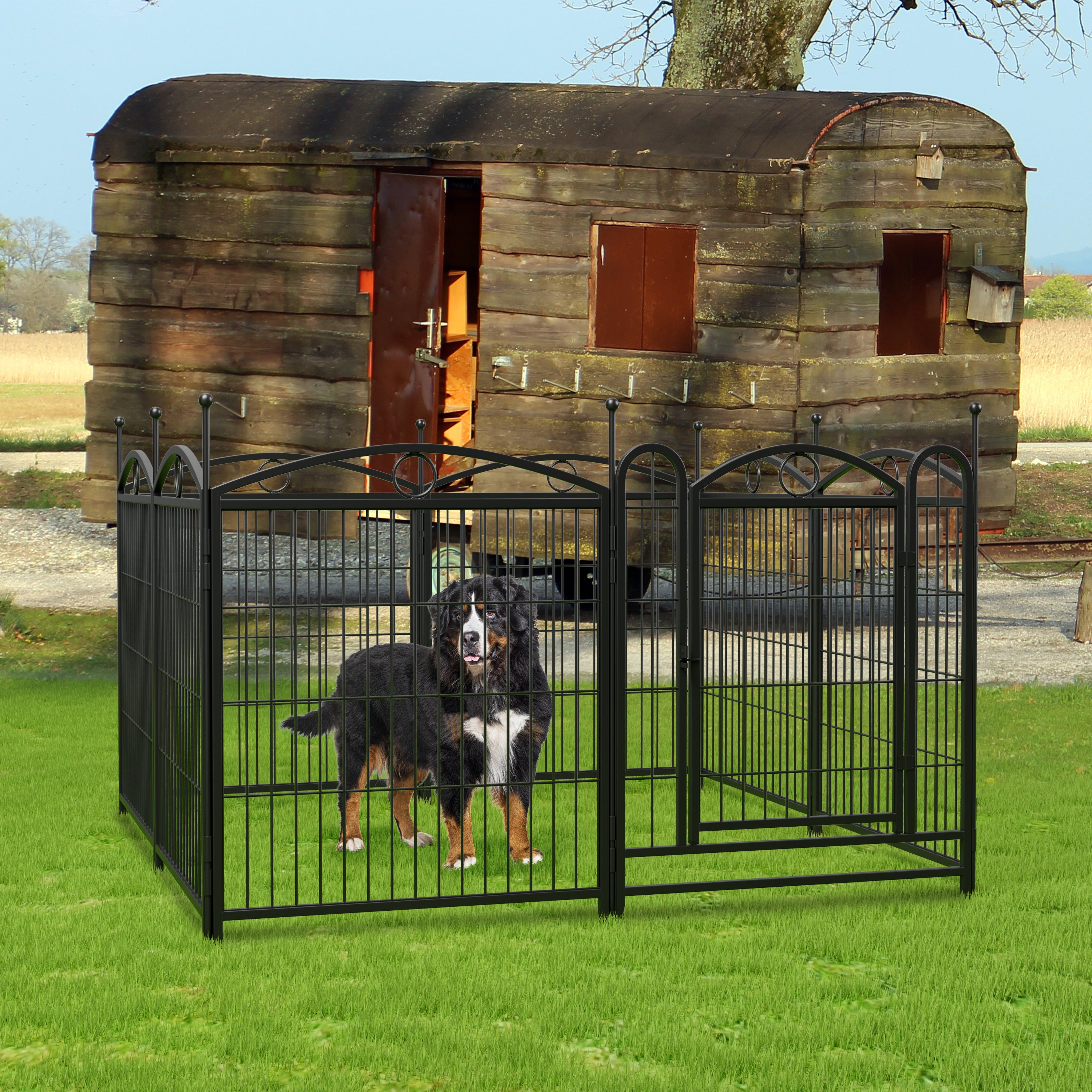 Dog Playpen Intérieur 32 pouces 8 panneaux Metal Dog Pen Pet Dog Fence Outdoor Exercise Pen avec