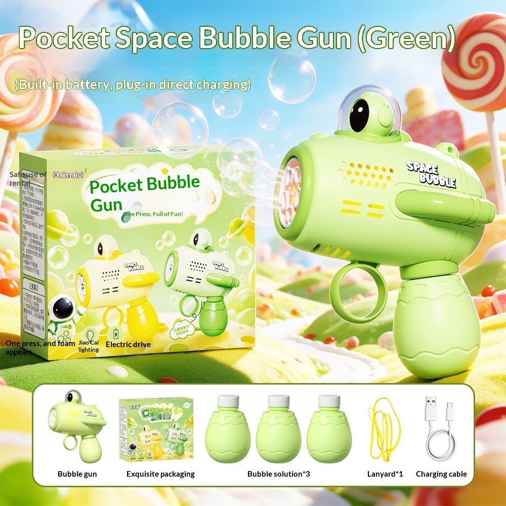 Space Astronaut Pocket Mini Bubble Gun Jouet de lumière électrique entièrement automatique pour enfants