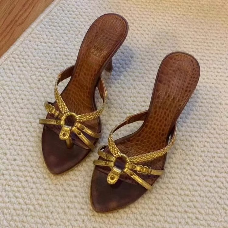 Vêtements d'extérieur d'été rétro avec sangle tressée or