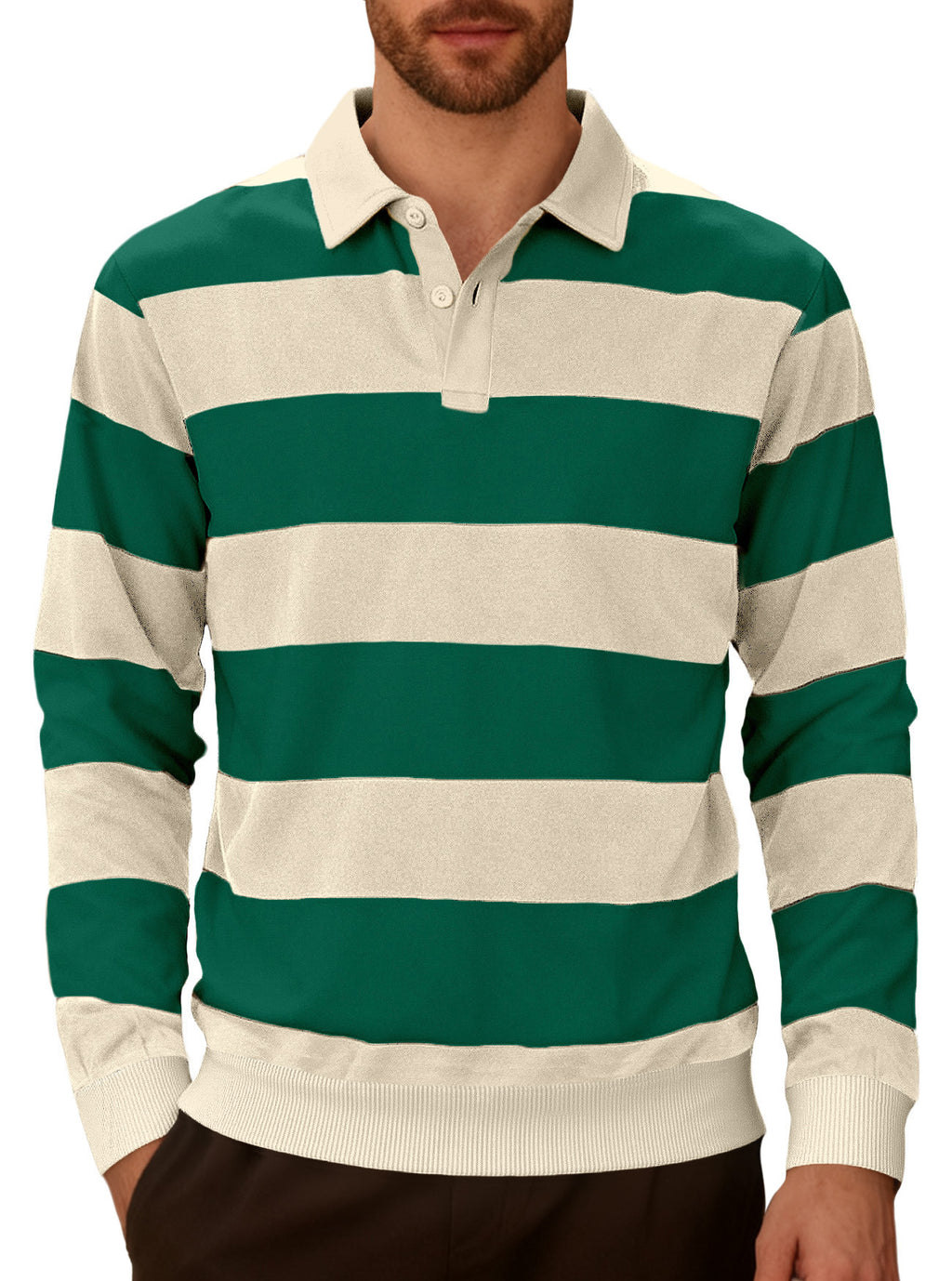 Chemise à manches longues à boutons rayés pour hommes