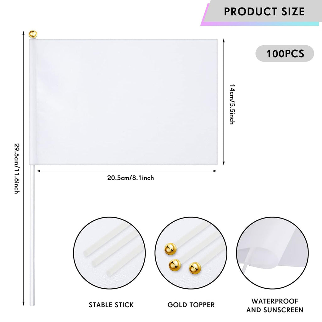 Décorations de soirée et accessoires - 100 pennants blancs purs avec bâtonnets (14x21 cm) - Versati