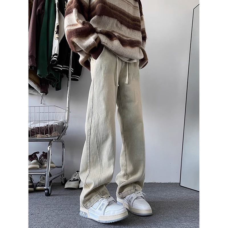 Men's Smooth Wide Leg Denim Pants