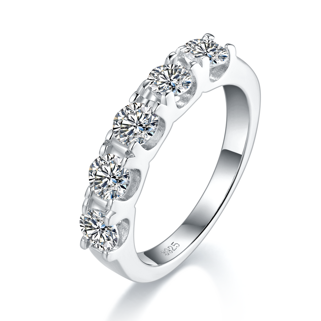 Anneau de bande de mariage en 5 tons Moissanite
