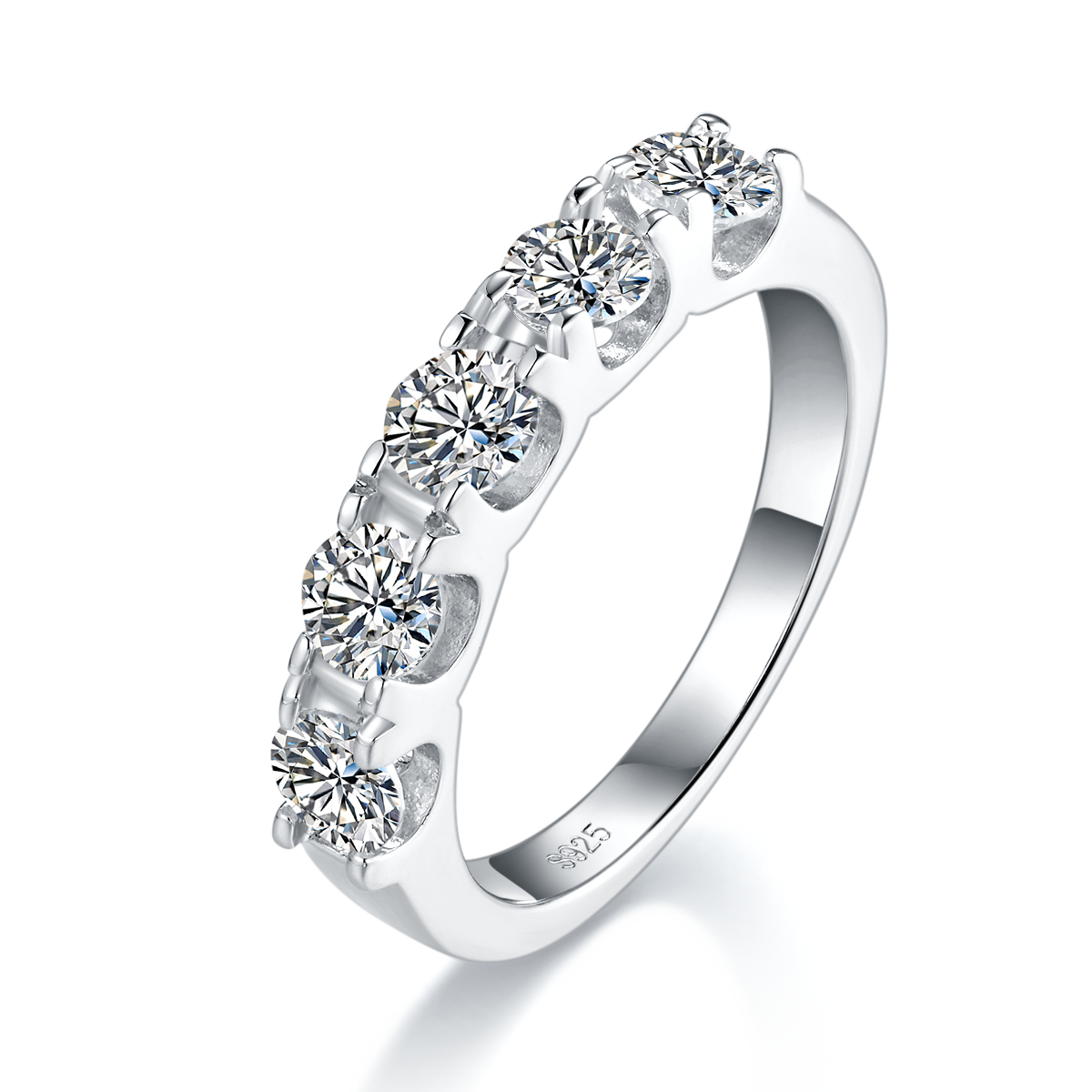 Anneau de bande de mariage en 5 tons Moissanite
