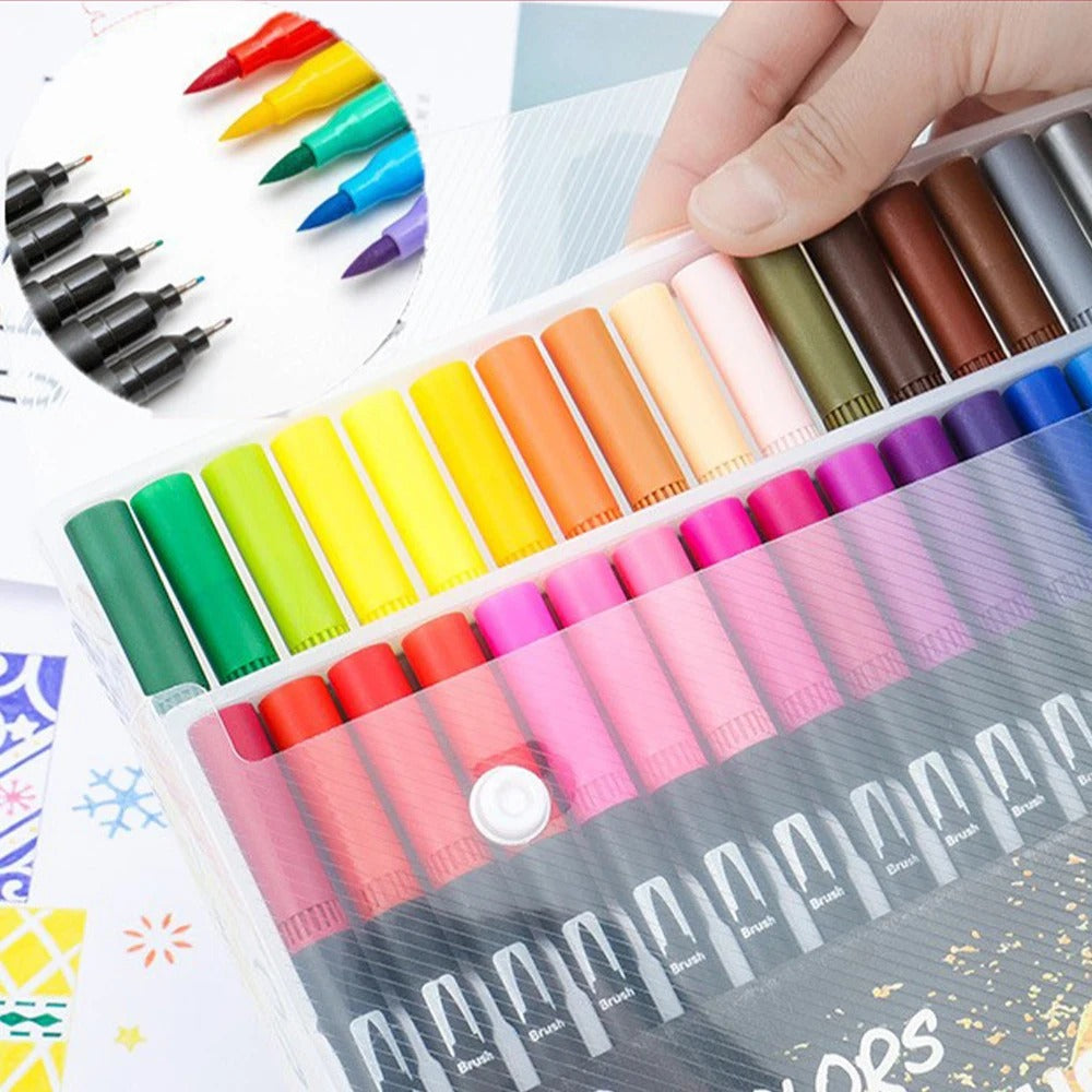 168 Colors Brush Markers Set Black Barrel Watercolor Pens for Drawing Coloring