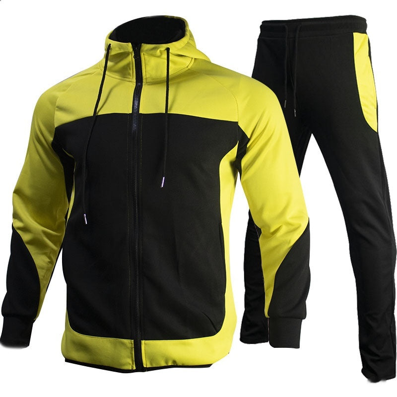 Mode homme Trendy Marque Contraste Couleur Sweatshirt Pantalons Ensemble deux pièces