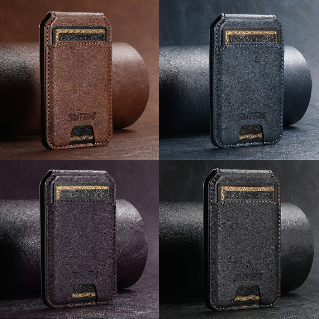Support de carte magnétique pour téléphone universel Android MagSafe Magnetic Ring PU Leather