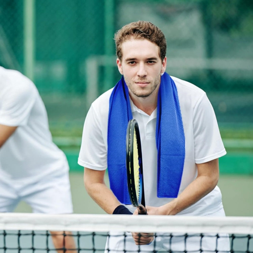 2 cooling towels in blue and green - cooling towels for sport