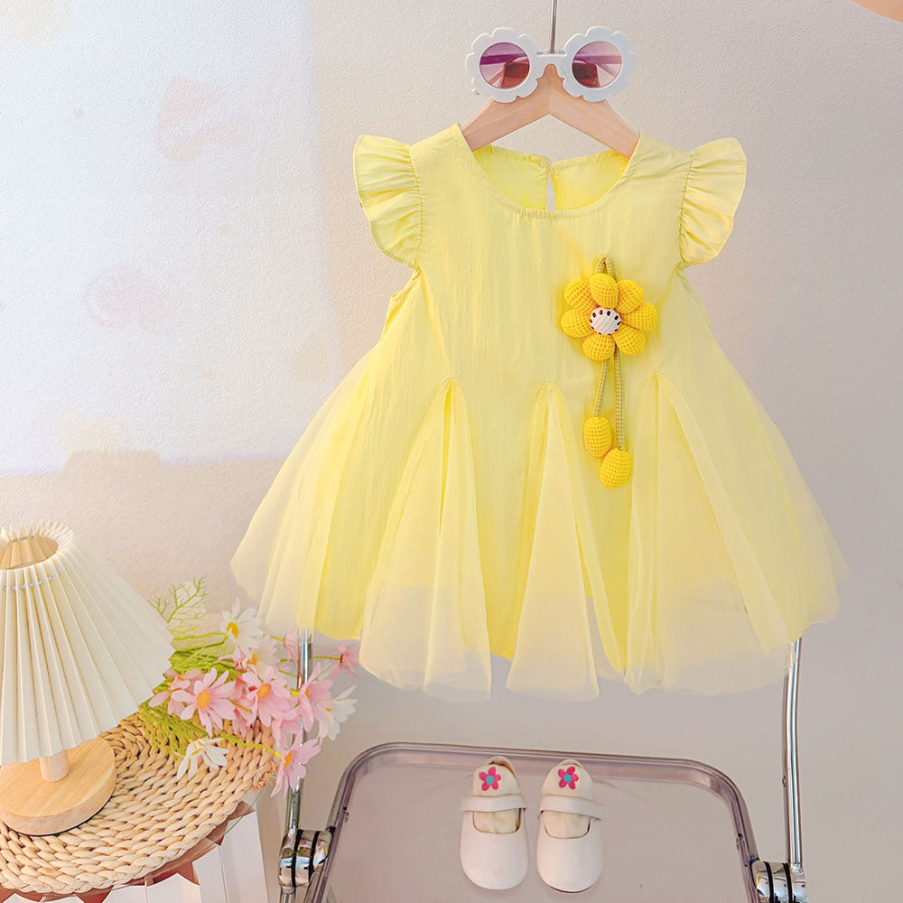 Douce robe en une seule pièce Petites filles Tour de soleil Princesse Gown