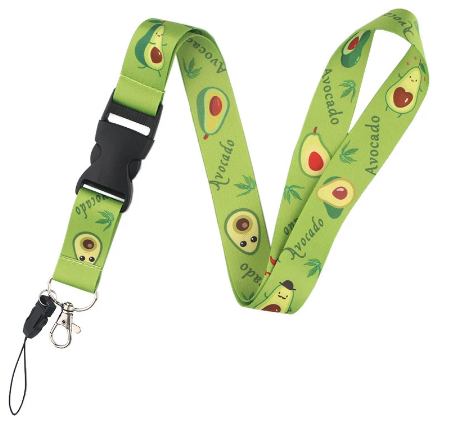 Fruit Avocat Caricature Impression double face Polyester Buckle Téléphone portable Lanyard