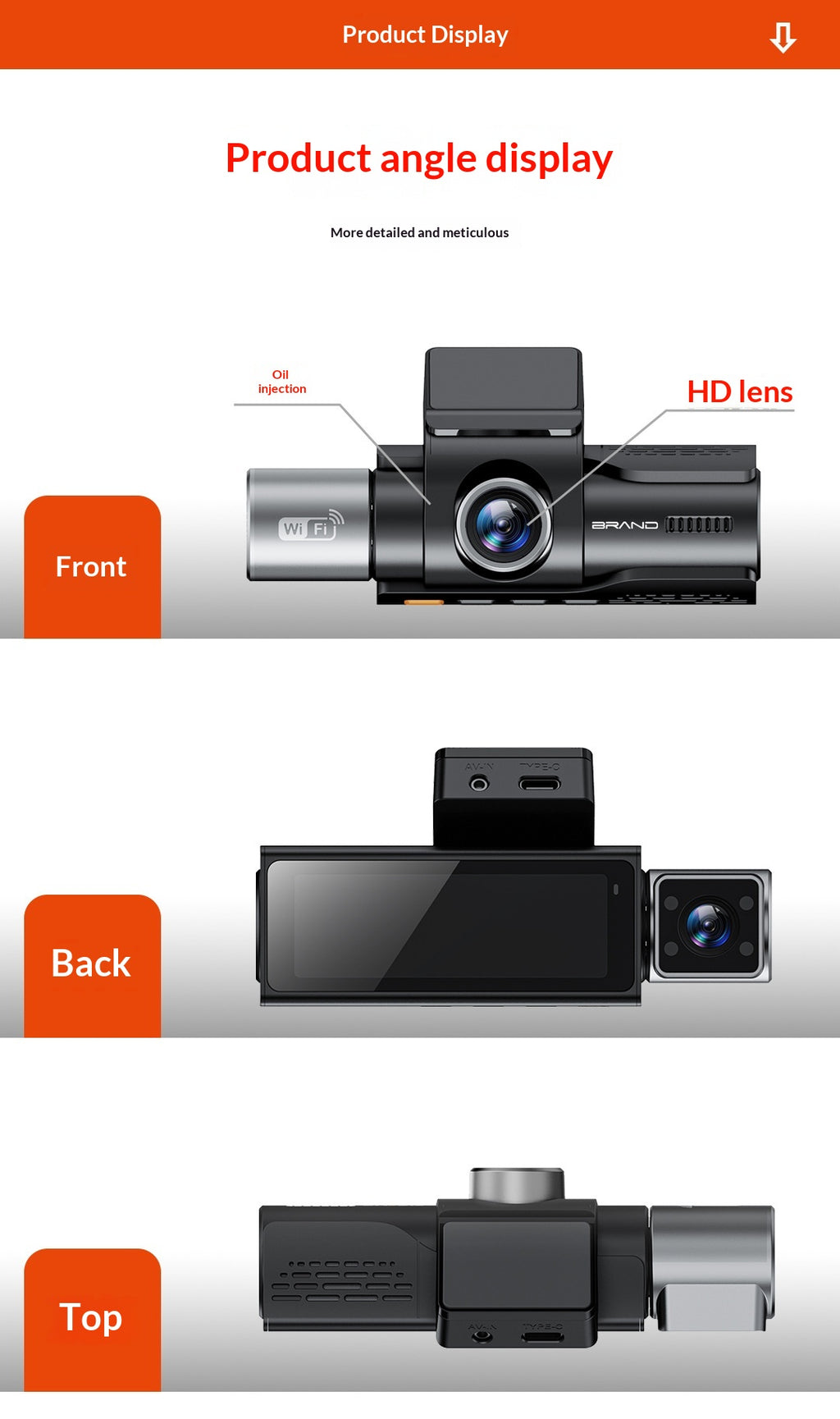 Trois versions de 4K haute définition voiture Dashcam