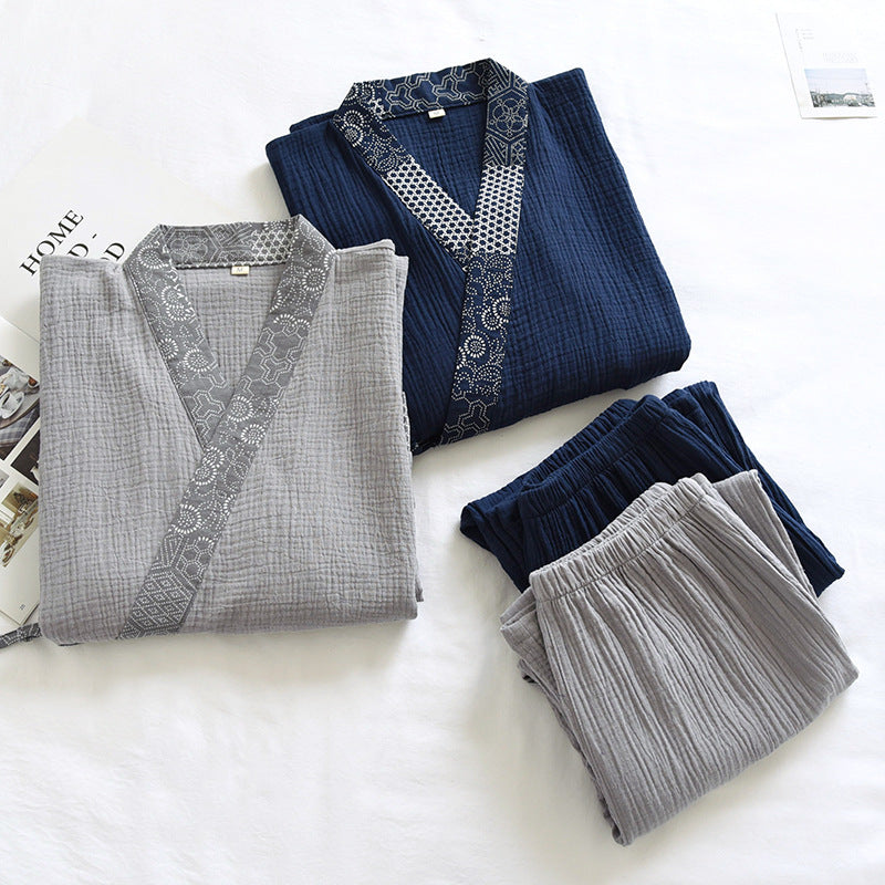 Pajamas de coton minimaliste de style japonais Gauze pour hommes