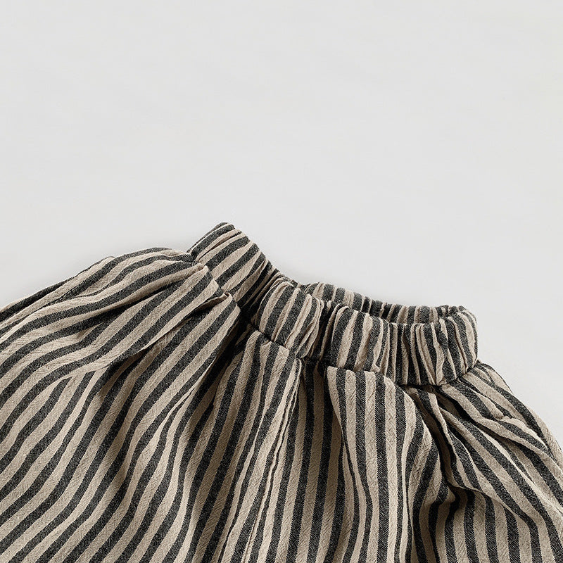 Été Coton pour enfants et lin Short rayé vertical