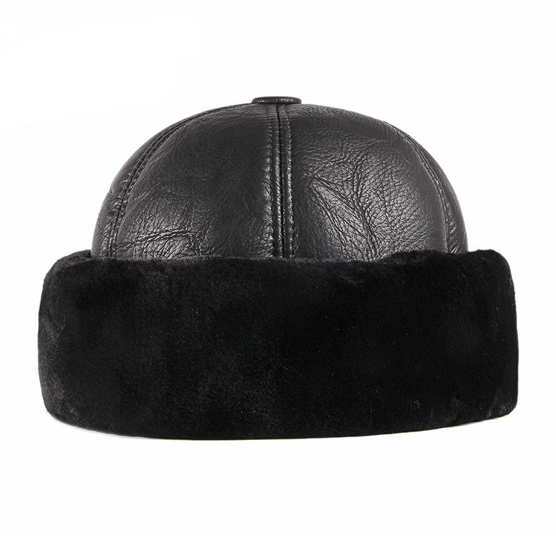 Chapeau d'hiver en cuir épais en forme de Melon Design Snowproof Et coupe-vent