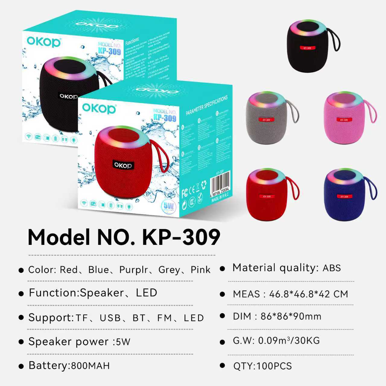 KP-309 Meilleures ventes Portable Mini Outdoor Bluetooth Speaker Audio Deep Bass Long Batterie L