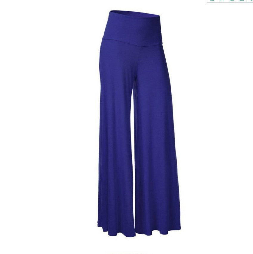 Pantoufles en soie de glace drapées à large leg Plus taille Yoga Long Pantalons Fitness Style