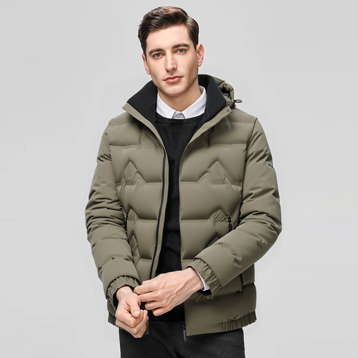 Veste en coton pour hommes d'hiver, épaisse et debout, pour les affaires