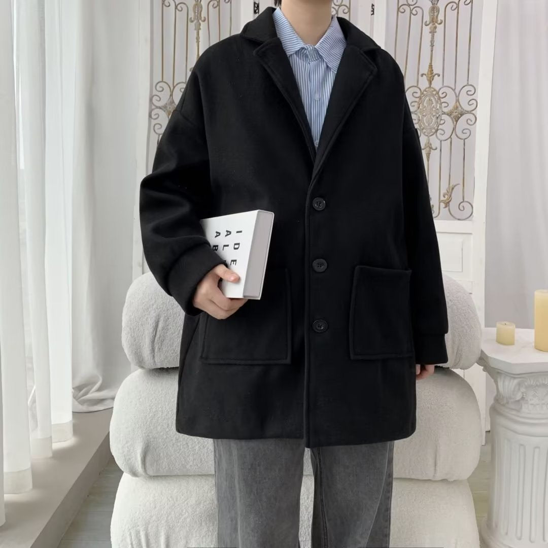 L'automne et l'hiver hommes mi-long extra-loose Woolen Coat Outdoorwear Plus coton