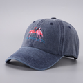 Femmes Lavées Lavées Flamingo Broderie Mode Tendance Casquette de baseball Convient pour la voile