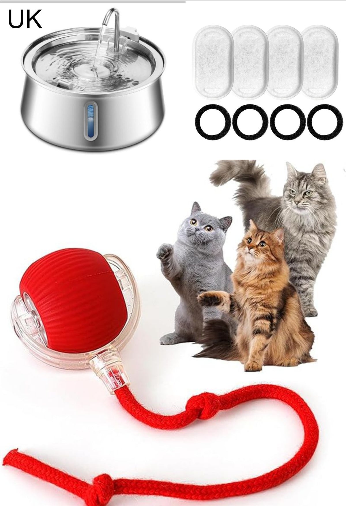 All Stainless Steel Animals Round Track Type Water Dispenser Large Capacity Dogs and Cats Wat
