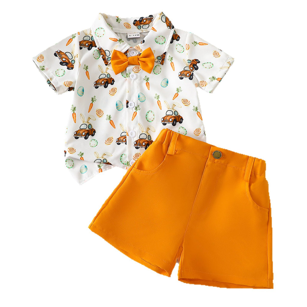 Cartoon lapin Œuf de Pâques Imprimer Chemise et shorts Set
