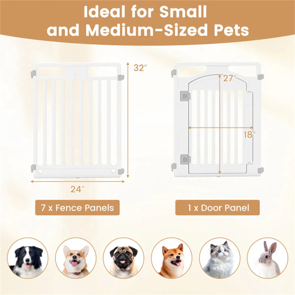 8-Panel HDPE Pet Fence (White) - Configurations multiples (Octagon/Square/house)
