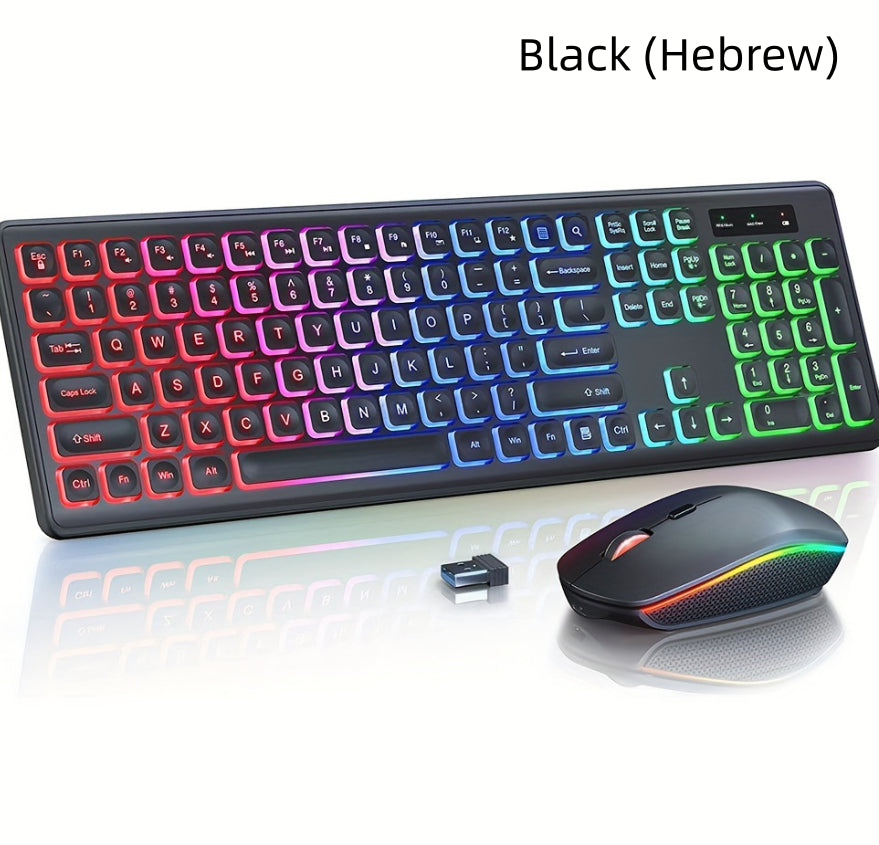 Clavier sans fil 24g rétroéclairé et combinaison de souris rechargeable