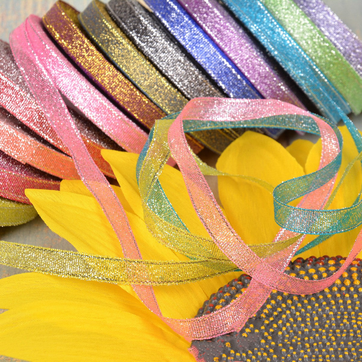 1cm Oignon vert coloré avec 3 points Ribbon Bow Gold Silk Argent Polyester Ribbon