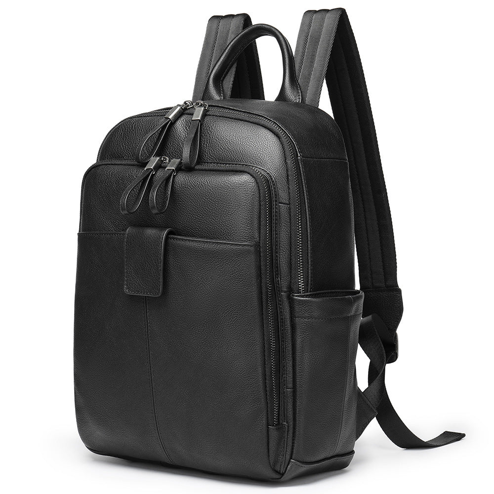Sac à dos en cuir de vache pour hommes avec compartiments d'entreposage