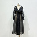 Sheer Organza Trench-Style Maxi Coat