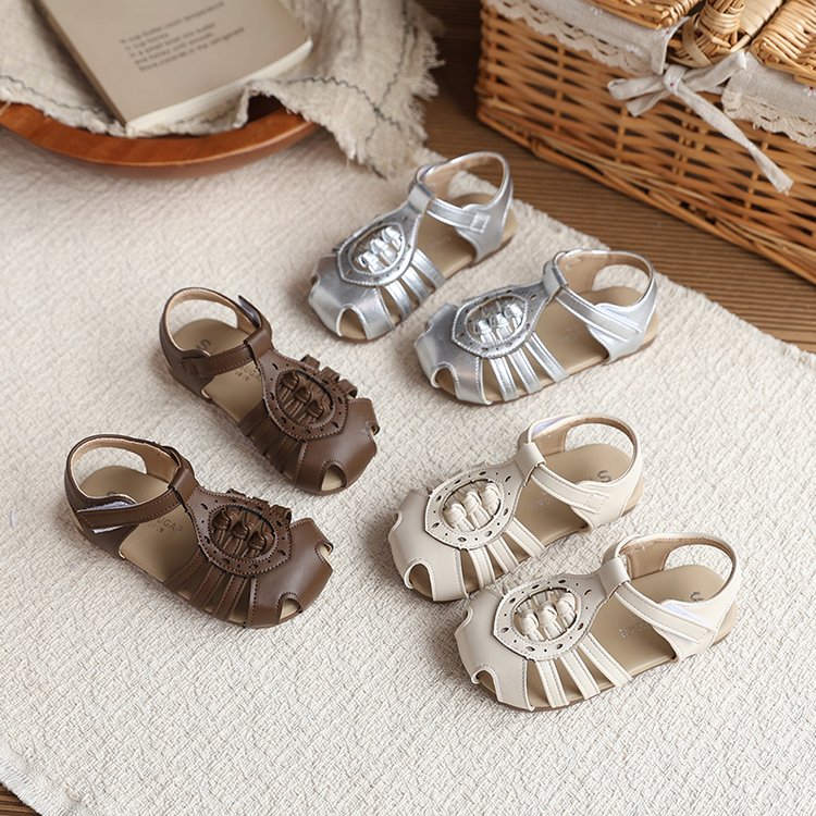 Baotou Woven Sandales romaines Été Arrivée Style coréen Princesse Chaussures pour les filles avec Openw