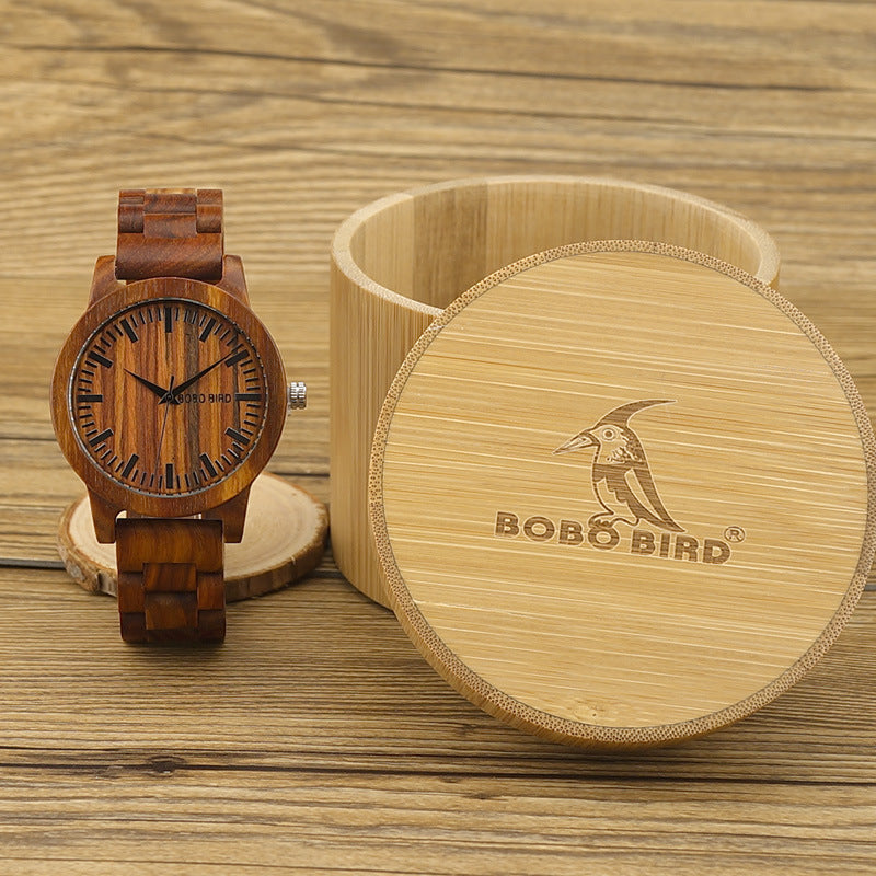 Montre Quartz de style pointeur en bois