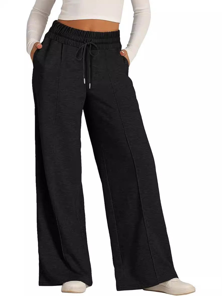 Printemps et été Style européen et américain Pure Couleur Casual Large-Leg String Elasti