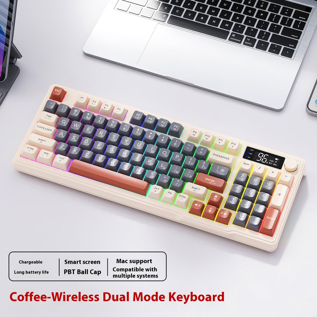 Wireless Dual-Mode Bluetooth Russian Keyboard Display