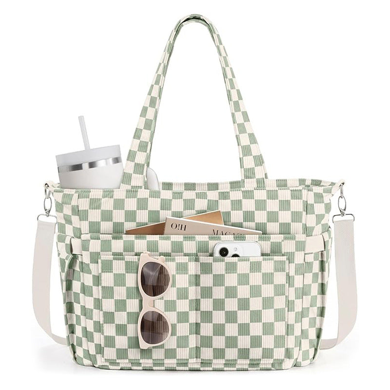 Feihong Plaid Tote Bag Design élégant Grande capacité