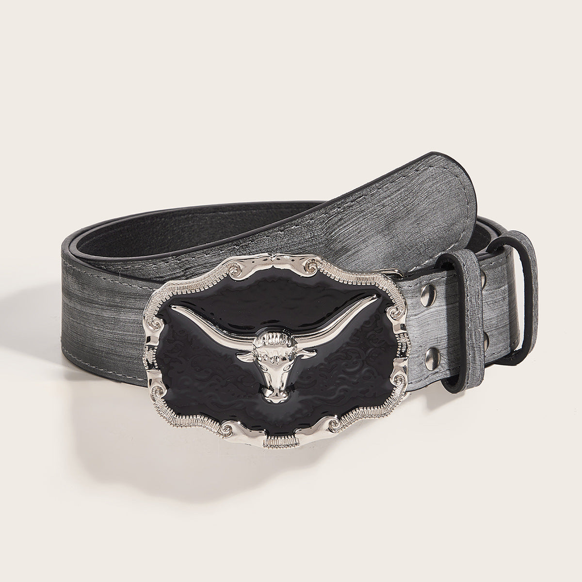 Rétro Dominering Epoxy Cattle Head Buckle Femmes Casual Homme Jeans Strap Personnalité Be