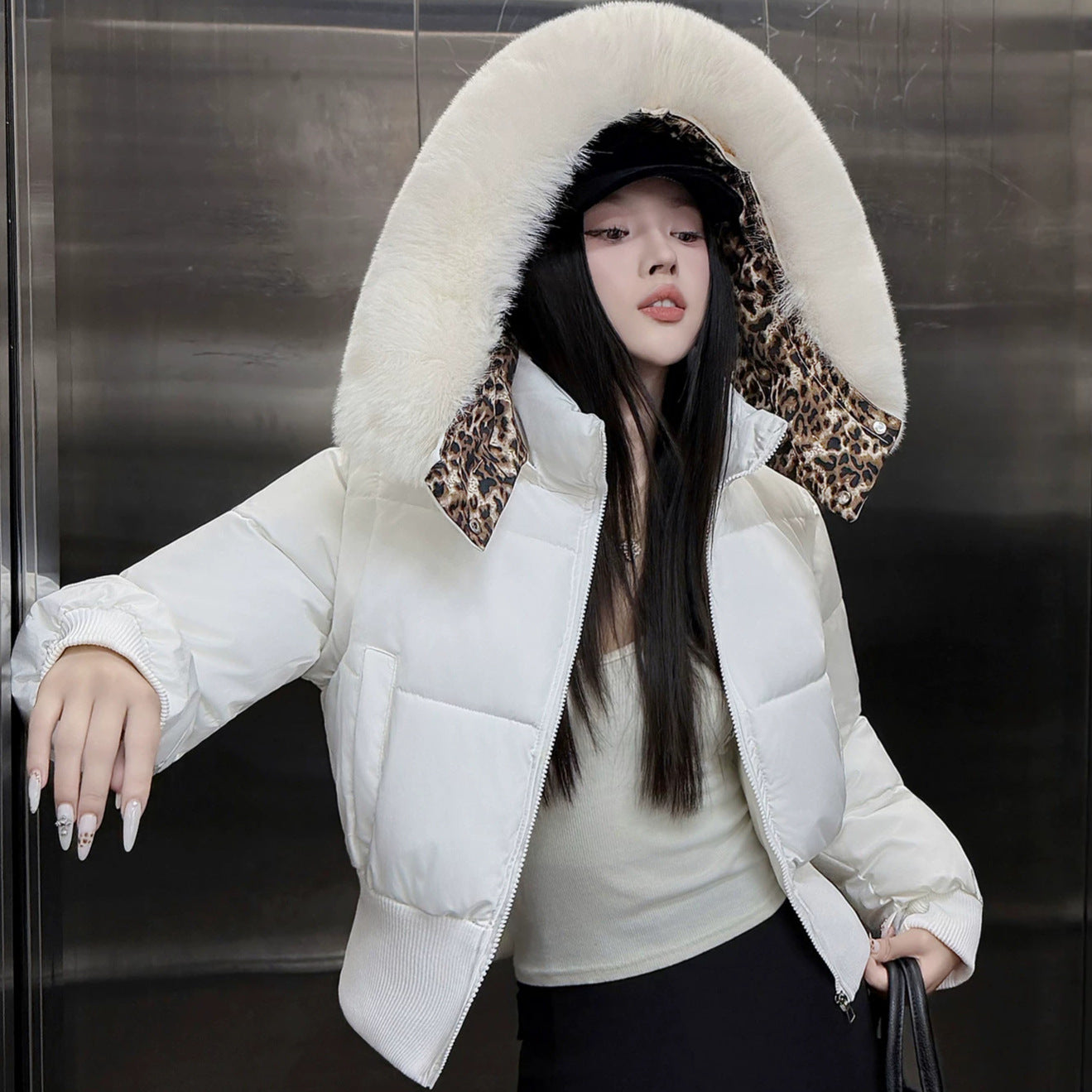 Manteau d'hiver à capuchon avec top super épais pour chaud