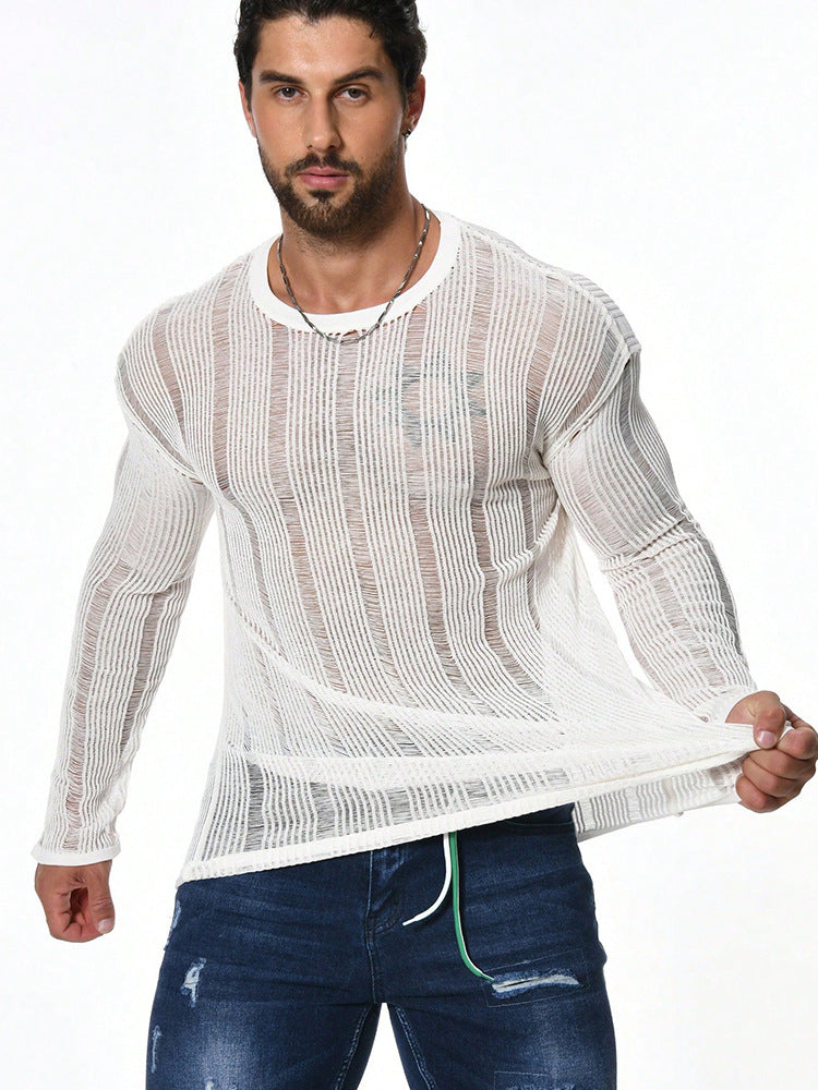 Manches longues Sweater enroulé pour hommes