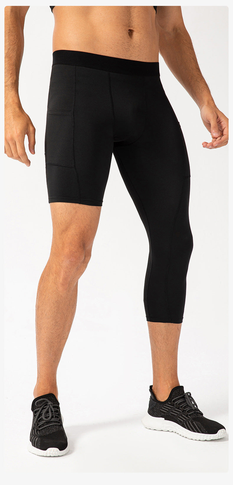 Pantalon de fitness à jambes simples pour hommes Longueur de la poche
