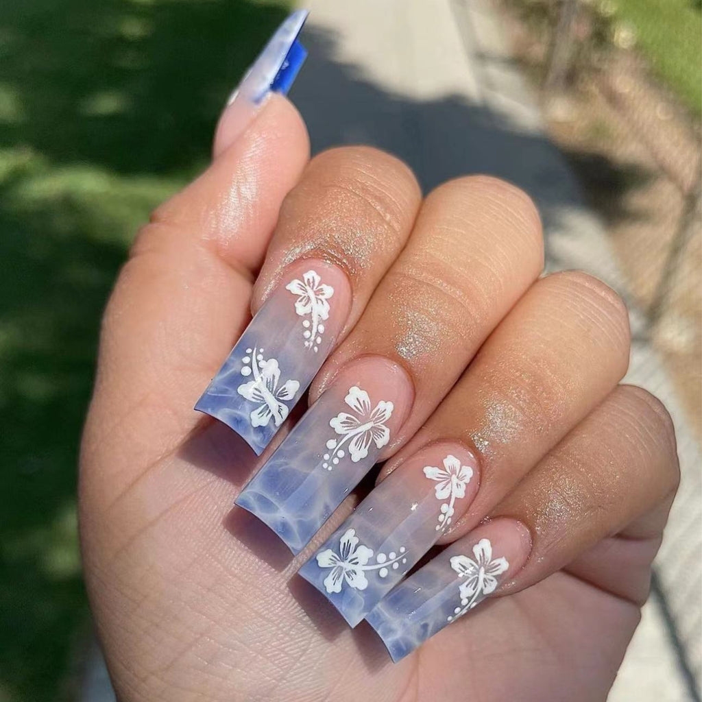 Été Bleu de la mer Gradient Rectangle Porter Autocollant de ongles