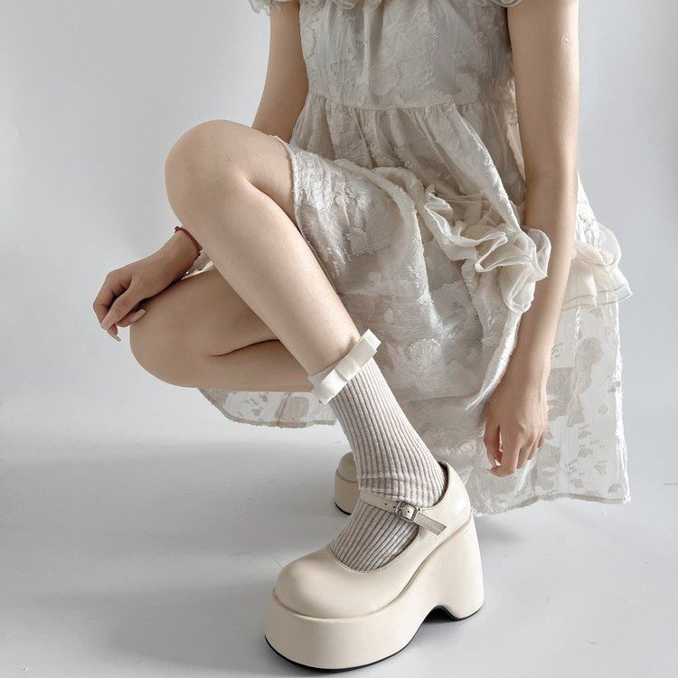 Femmes Gothic Platform Mary Jane Chaussures Round Toe Buckle Strap Super High Wedge Punk Pompes
