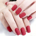 Set de manucure mode 24 pièces rouge fauché long carré Nail Pure Color Design