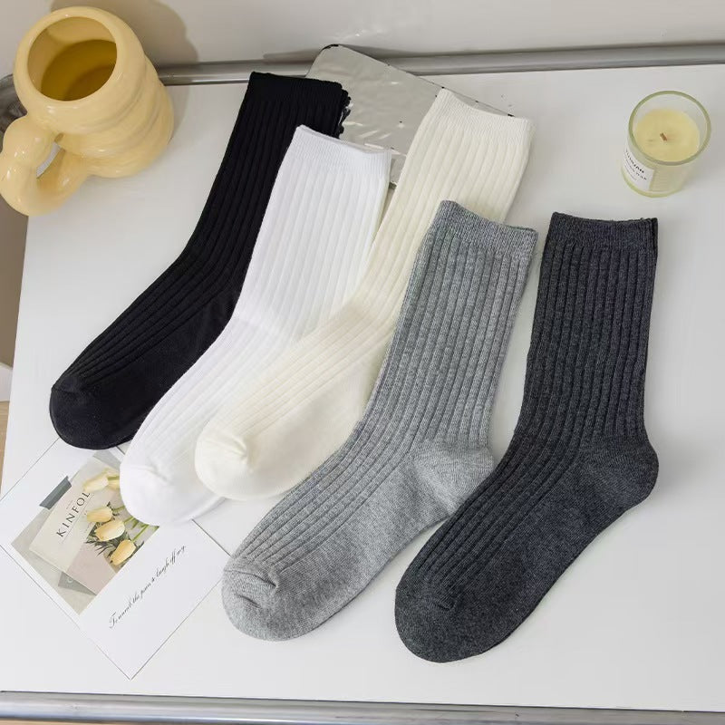 Chaussettes longues en coton de couleur solide pour l'automne Et l'hiver