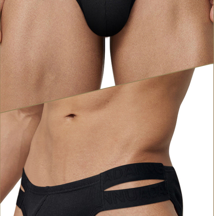 Sexy Side Slips Double Ceinture Style National Homme Empossed Pattern High Slit Sports Low Wa