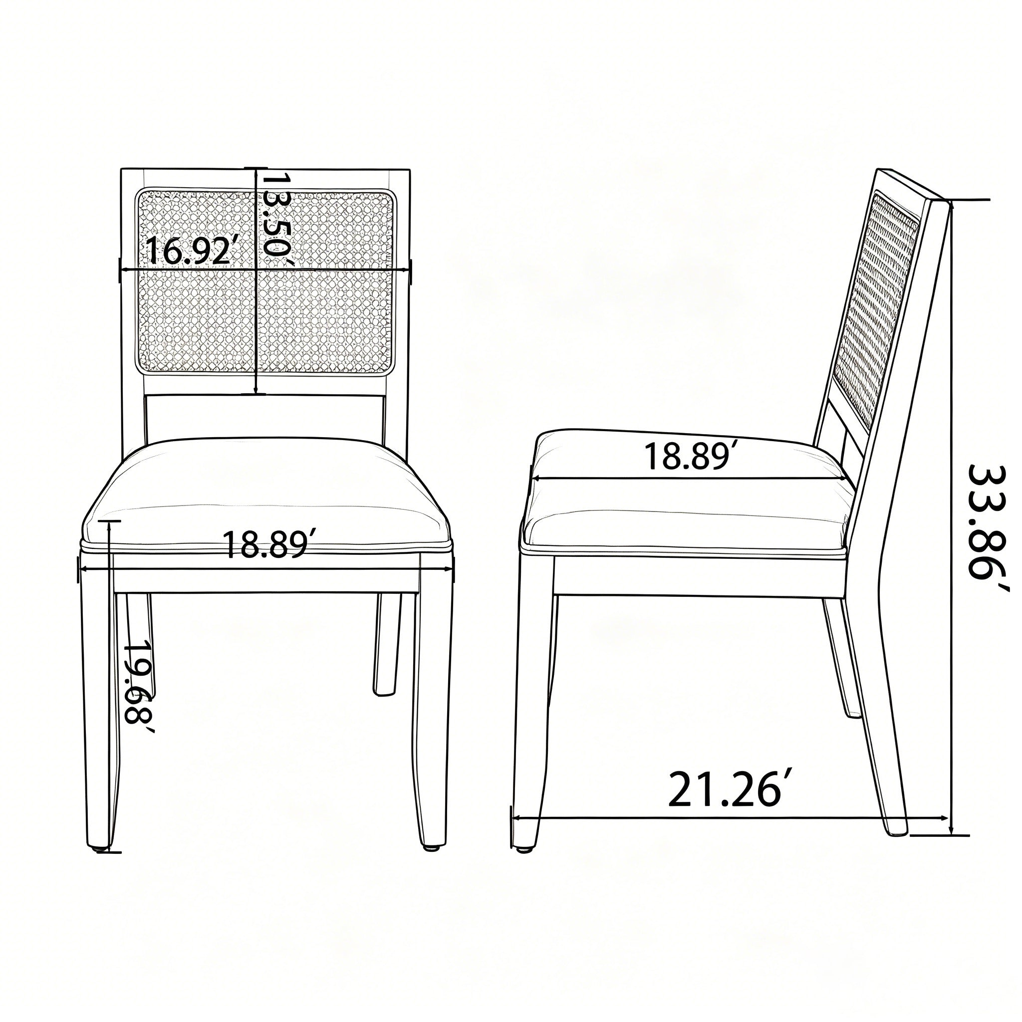 Agritourisme Rattan Chaises à manger Ensemble de 2
