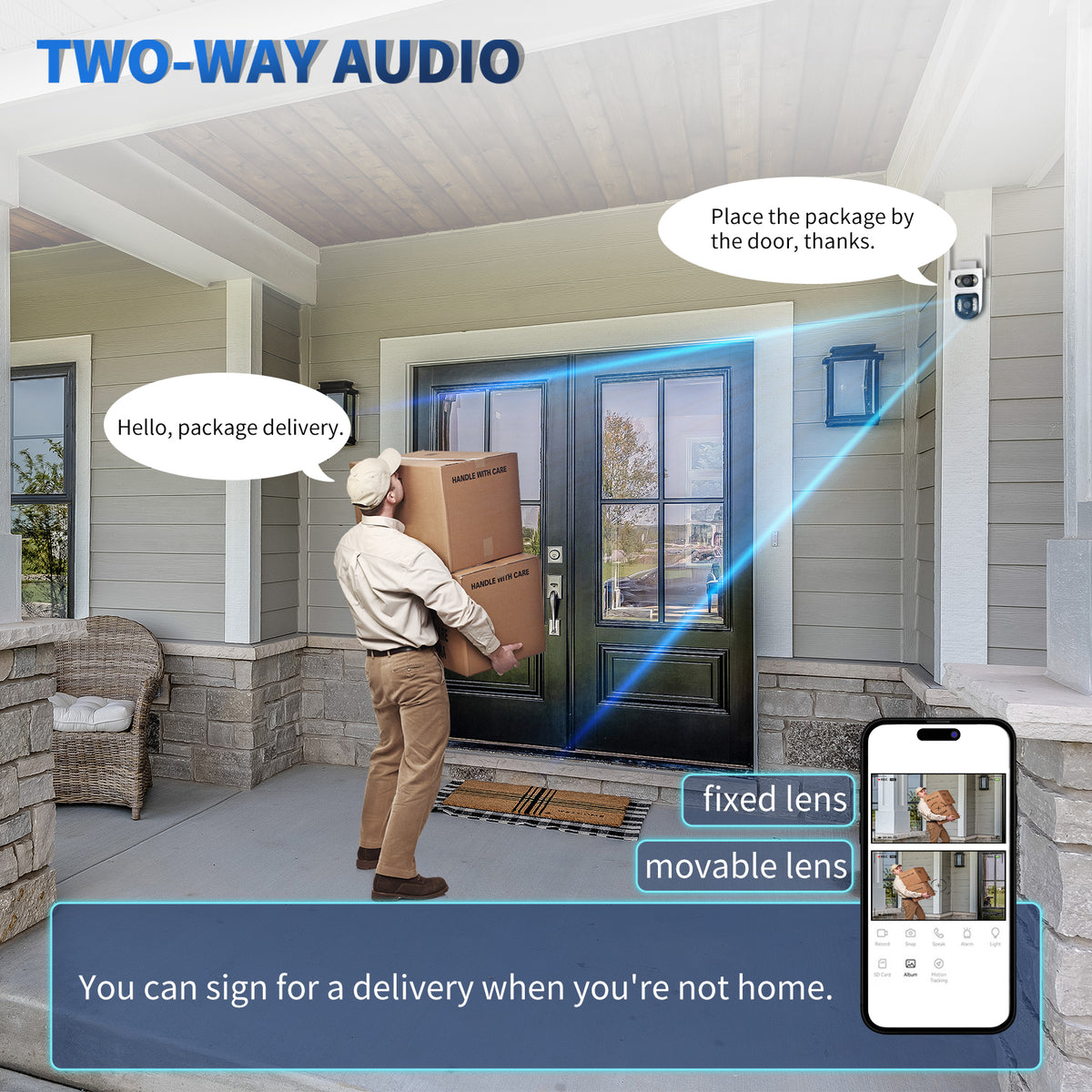 1080P Dual-Lens Outdoor WiFi Camera with Night Vision and PTZ